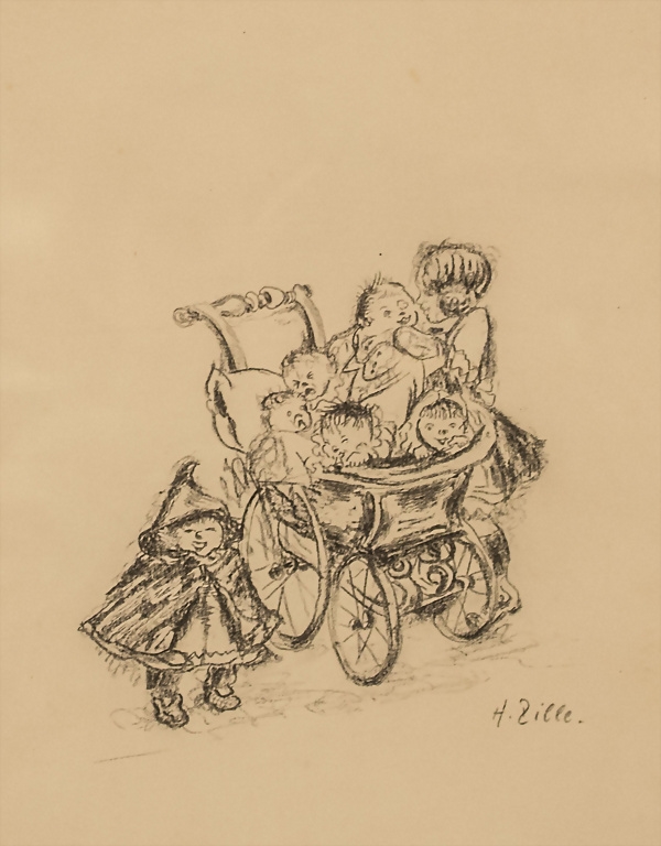 Berliner Gören am Kinderwagen' / 'Children with a stroller by Heinrich Zille