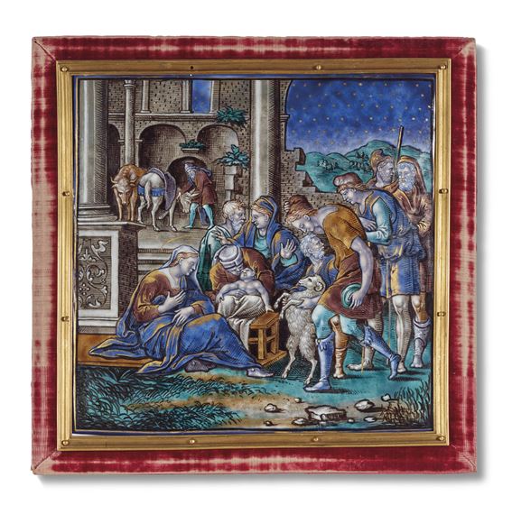 GRANDE PLAQUE REPRÉSENTANT L'ADORATION DES BERGERS - Pierre Veyrier II