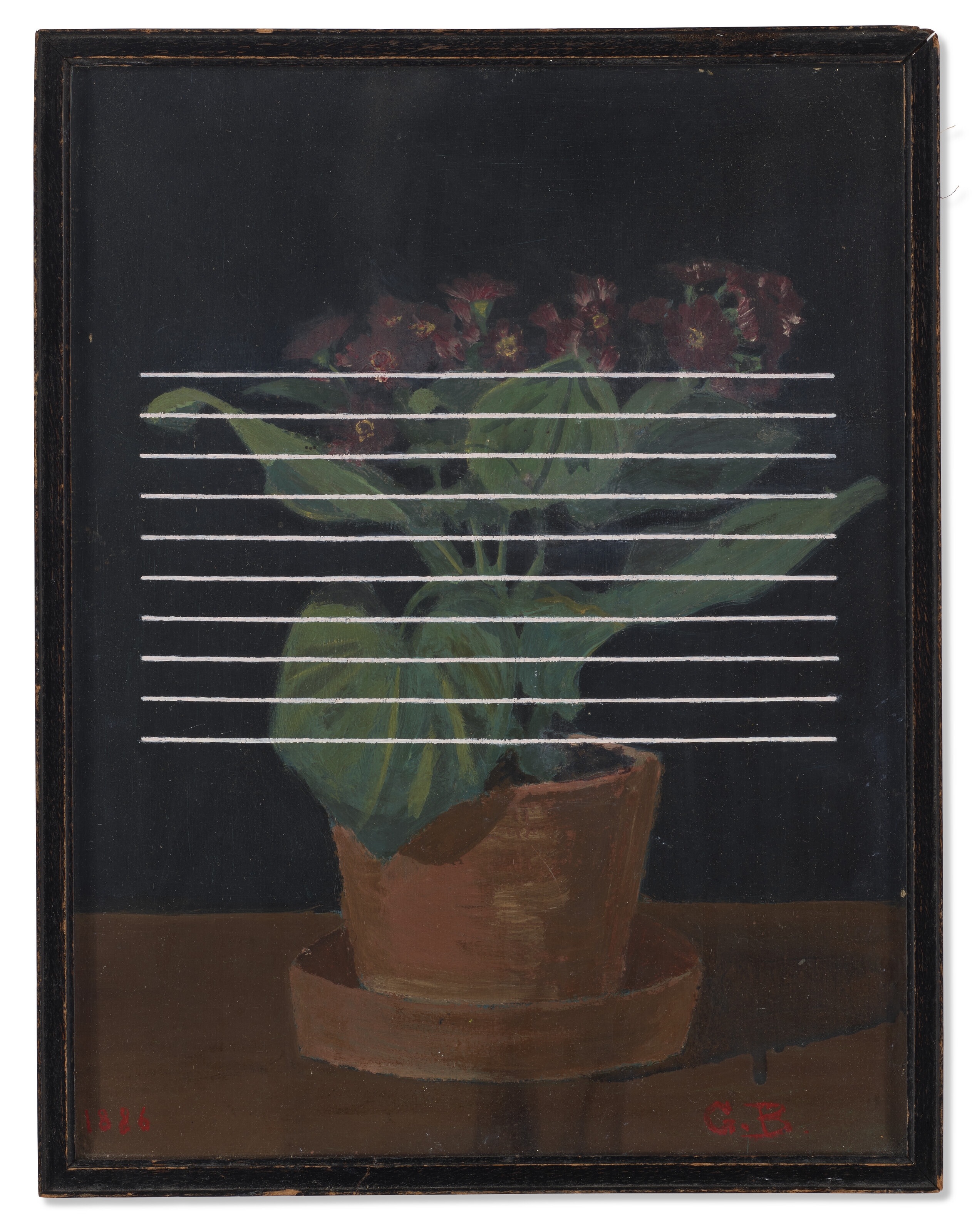 Artwork by Andrew Masullo, 1765.; 1797.; 1856.; 1941. [Four Works], Made of oil on found painting, in artist's frame; paper collage on photograph; ermine fur on photograph; watercolor on cut printed paper