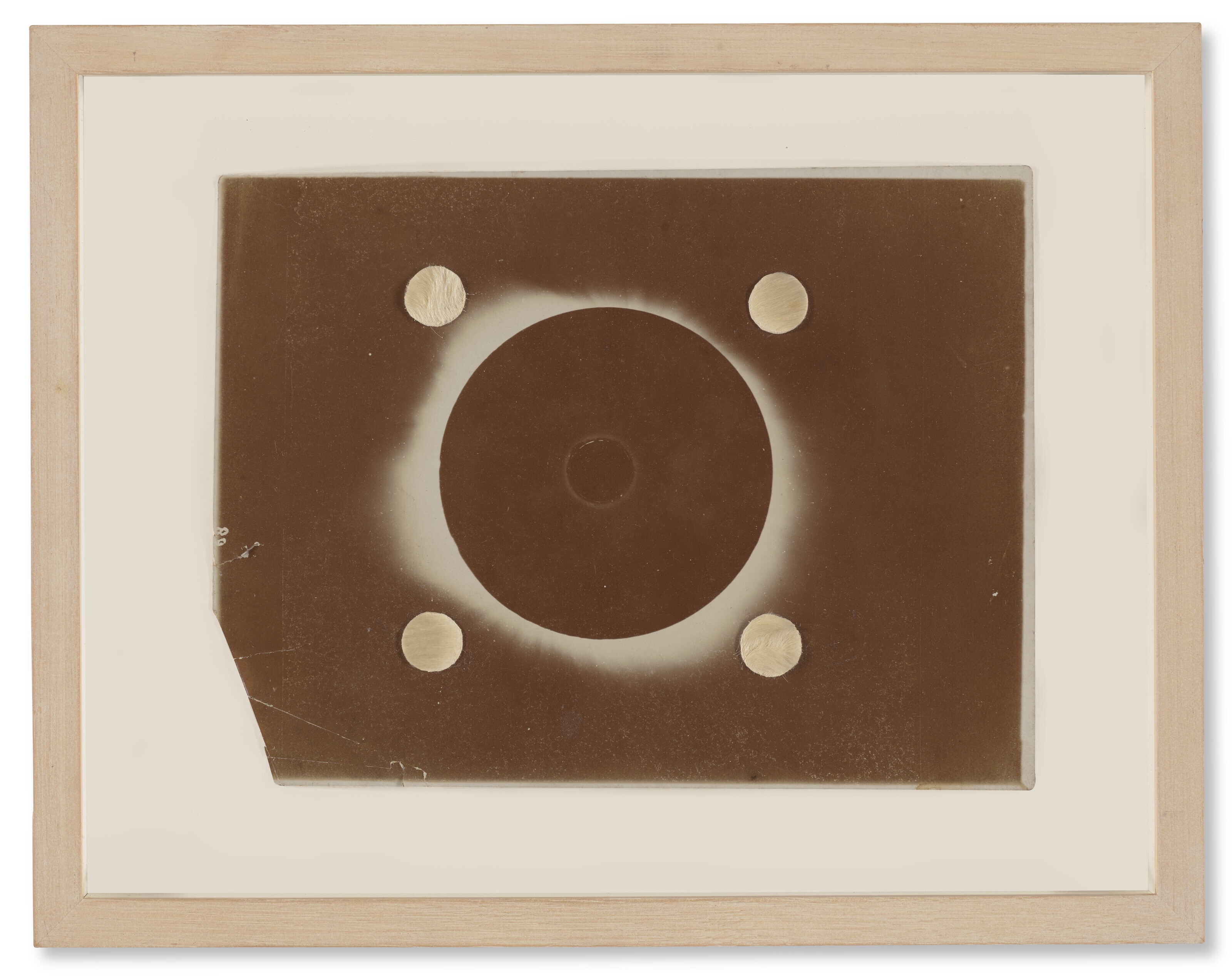 Artwork by Andrew Masullo, 1765.; 1797.; 1856.; 1941. [Four Works], Made of oil on found painting, in artist's frame; paper collage on photograph; ermine fur on photograph; watercolor on cut printed paper