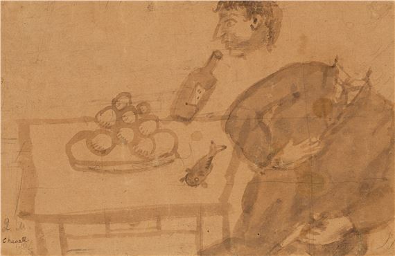 Etude pour "Le Buveur" ou "Le Saoul" by Marc Chagall, Executed in 1911-1912