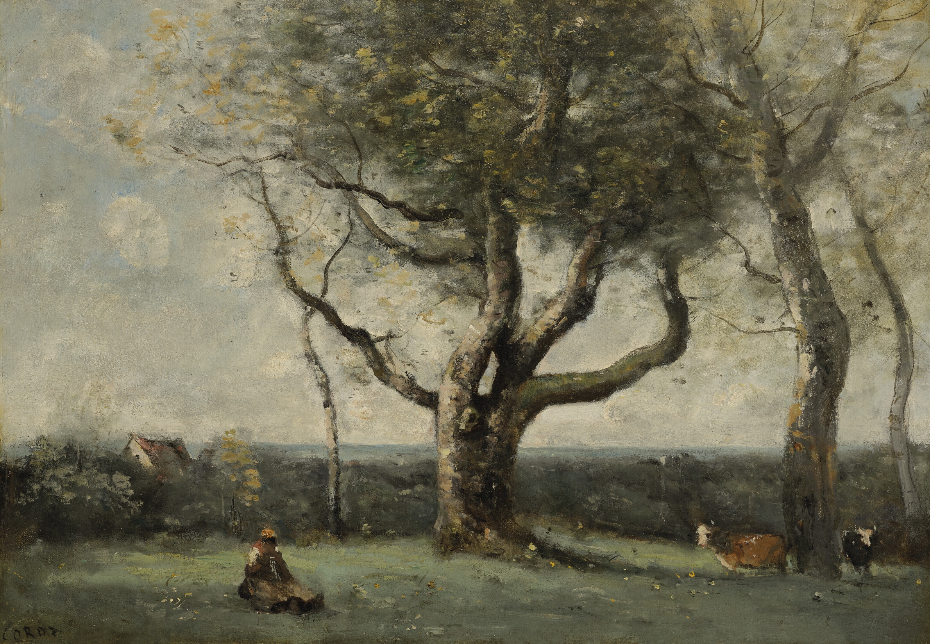 Artwork by Jean Baptiste Camille Corot, Le gros arbre (environs de Gournay), Made of oil on canvas