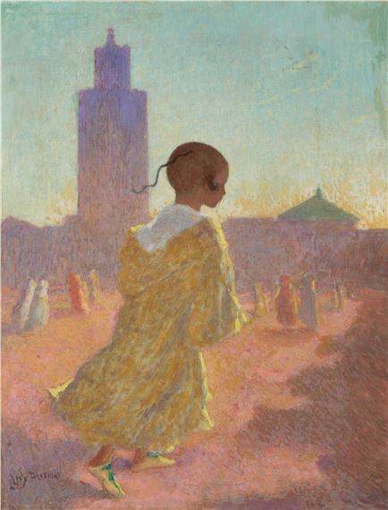 Petit enfant dans la cour d'une mosquée by Lucien Lévy-Dhurmer