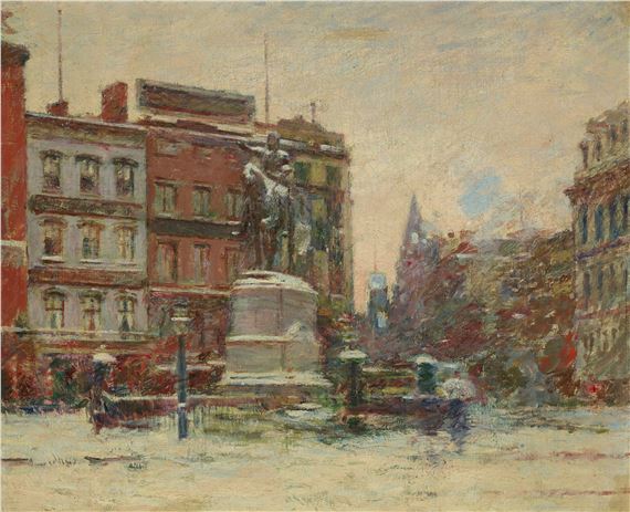 Union Square, Winter (Washington Monument) by Theodore Robinson, Painted in 1894-1895