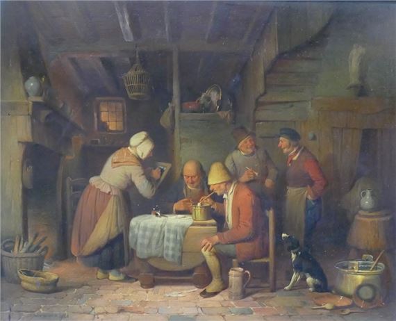 Trinker und Raucher beim Kartenspiel by Charles Venneman, 1842
