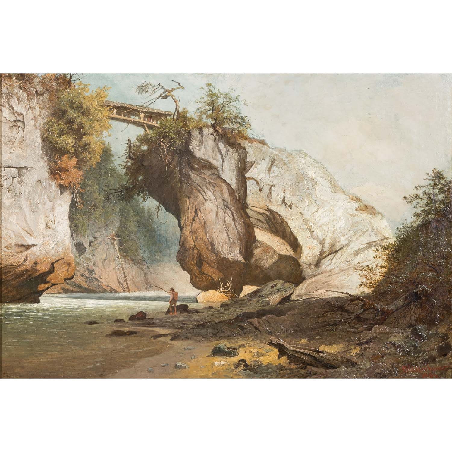 Fishermen on a Mountain River - Theodor Blätterbauer
