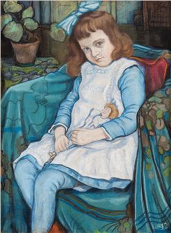 Girl with a doll - Wladyslaw Lam