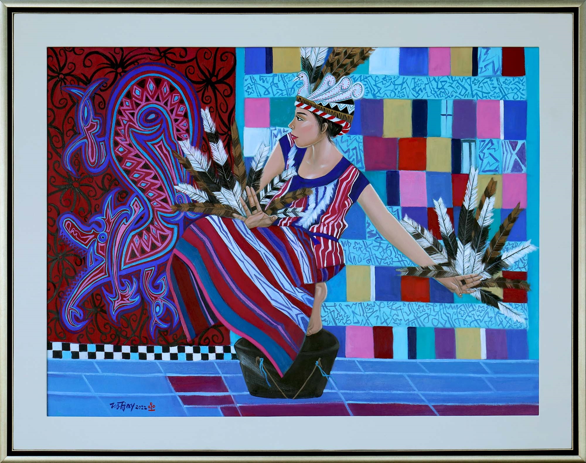 Artwork by Tio Tjay, TIO TJAY | Tari Dayak, Made of Oil on canvas