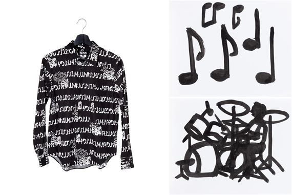 Comme des Garçons Men's x Filip Pagowski Leaf Print Short Sleeve Shirt in Black, Size Large | END. Clothing