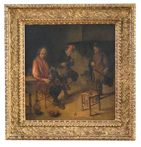 Interior with drinker and players by Abraham Diepraam