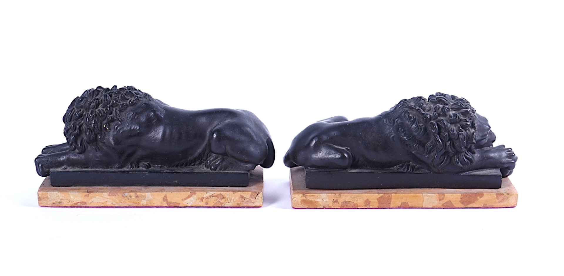 Antonio Canova | A PAIR OF BRONZE PATINATED COMPOSITION RECLINING LIONS ...