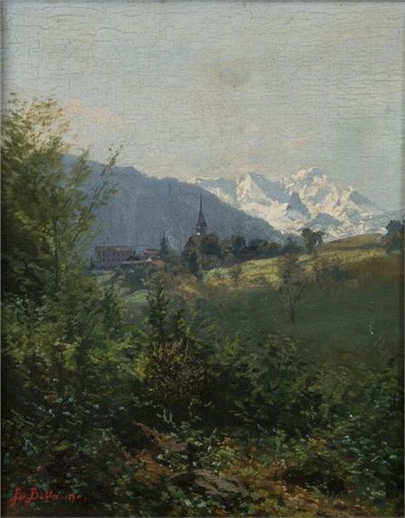 Edouard Bühler | View of a mountain village. (1890) | MutualArt