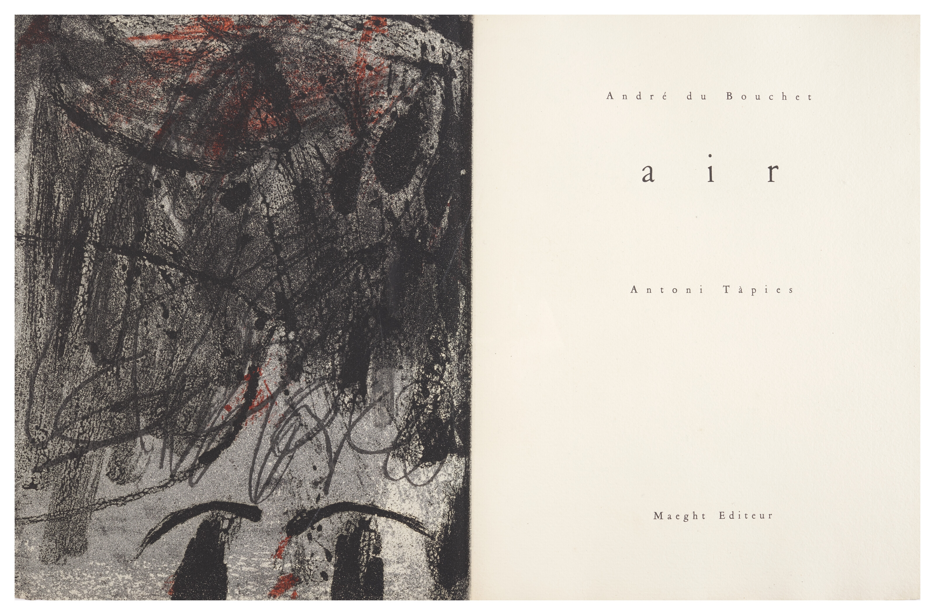 Artwork by Antoni Tàpies, André du Bouchet, Air. Paris : Maeght, 1971, Made of engravings