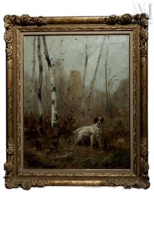 Epagneul dans une forêt - L. H. Mjoyle