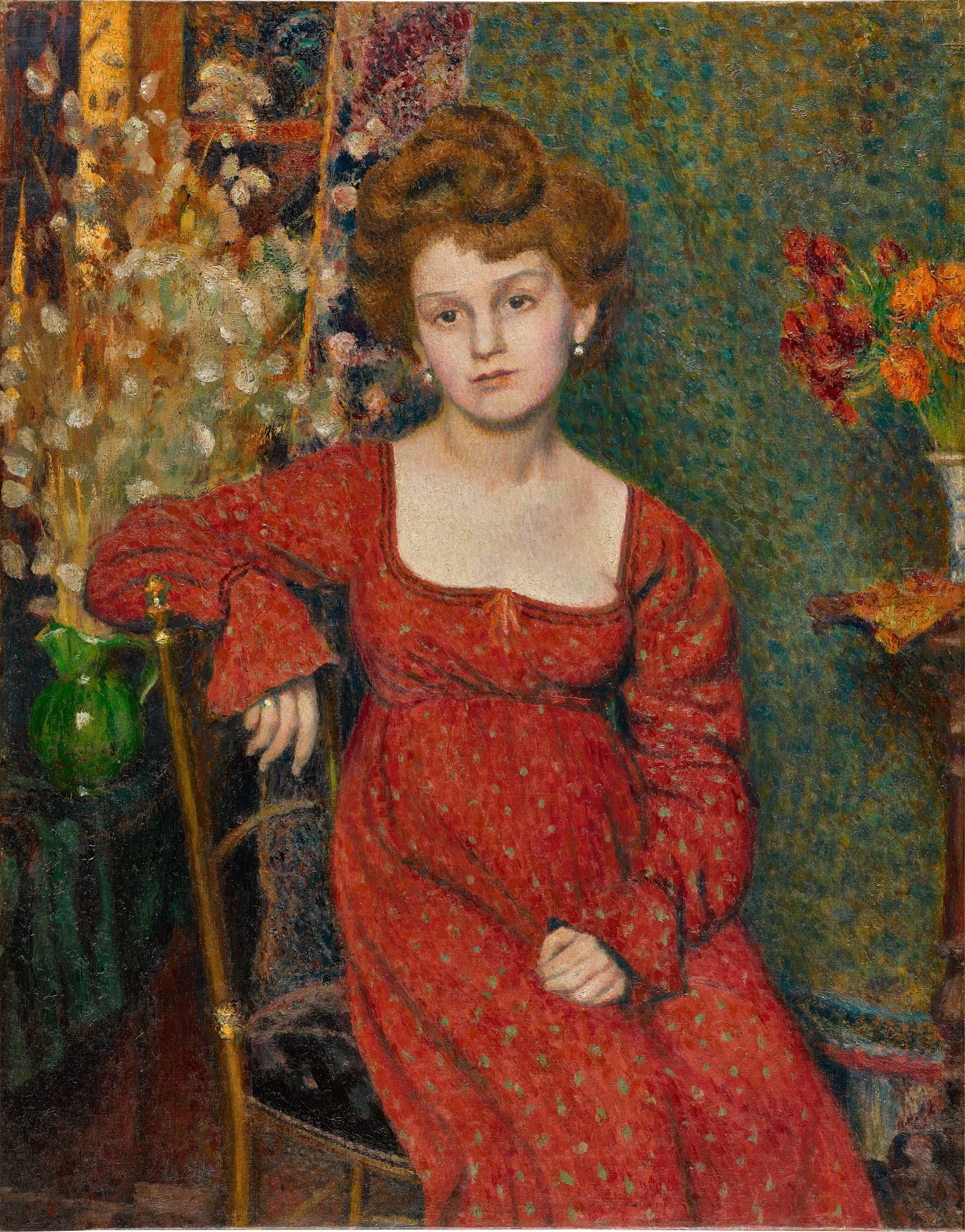 Artwork by Georges Lemmen, La femme en rouge, Made of oil on canvas