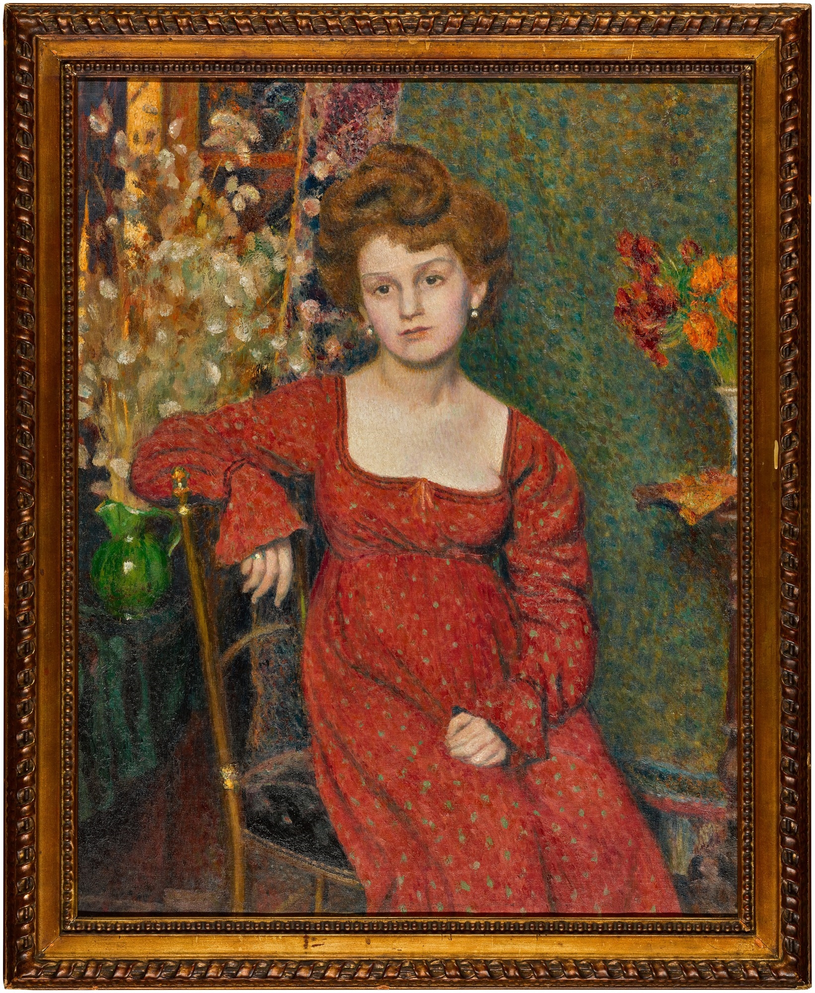 Artwork by Georges Lemmen, La femme en rouge, Made of oil on canvas
