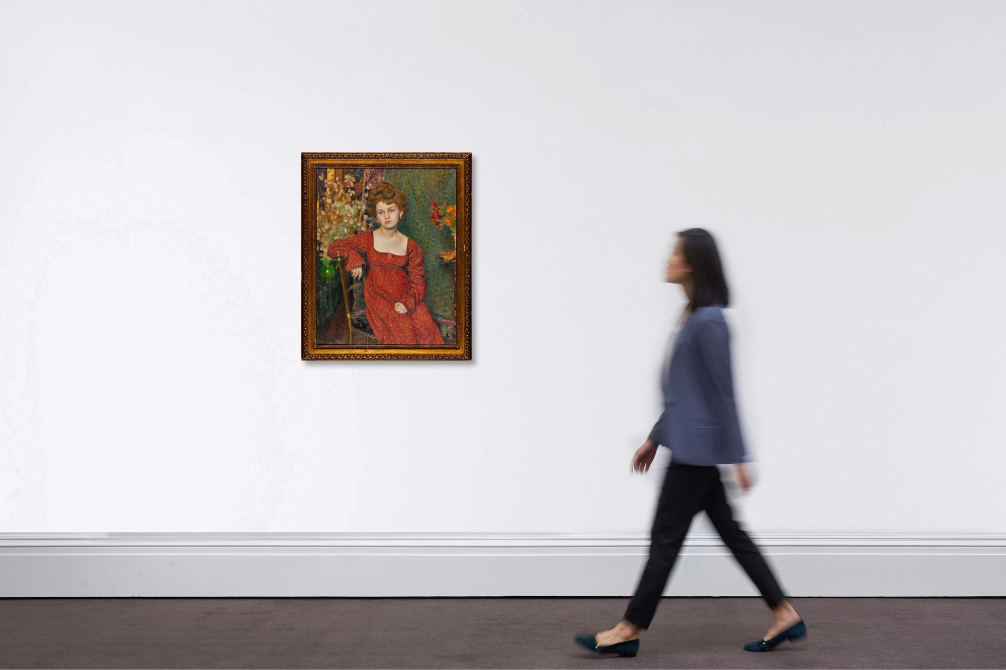 Artwork by Georges Lemmen, La femme en rouge, Made of oil on canvas