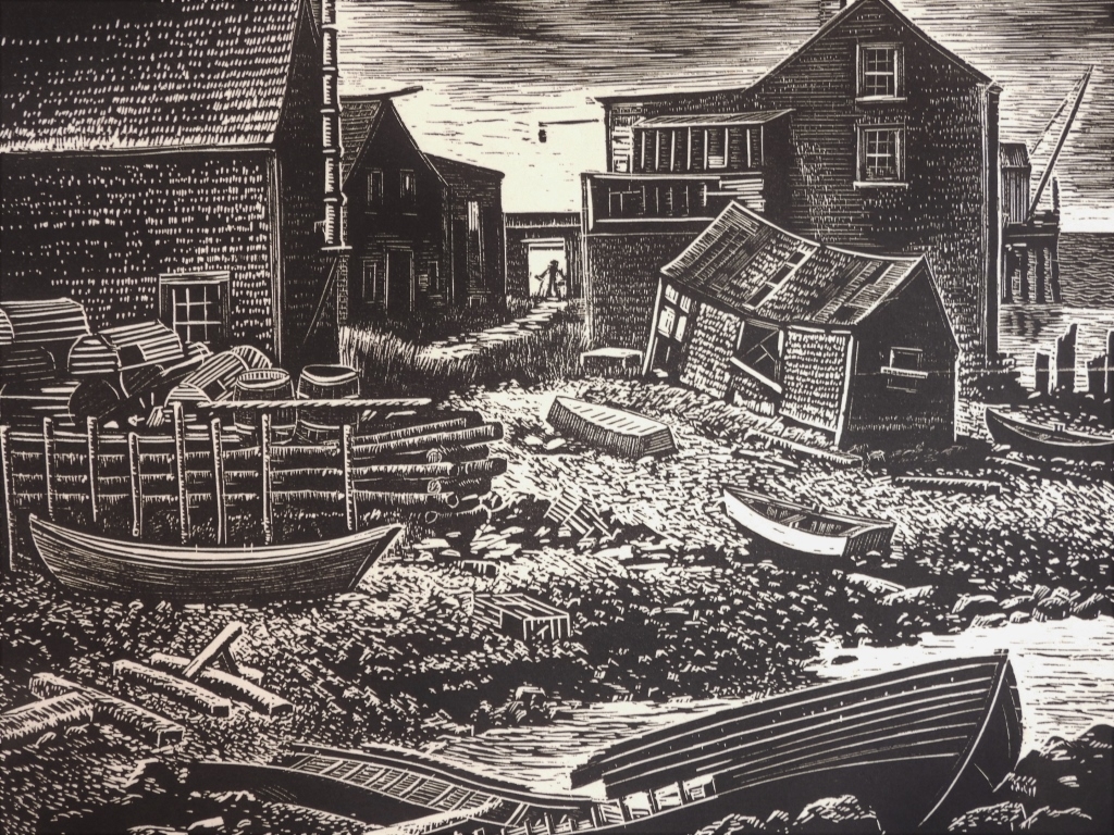Artwork by Caroll Thayer Berry, Maine Coast, Made of Woodblock on paper