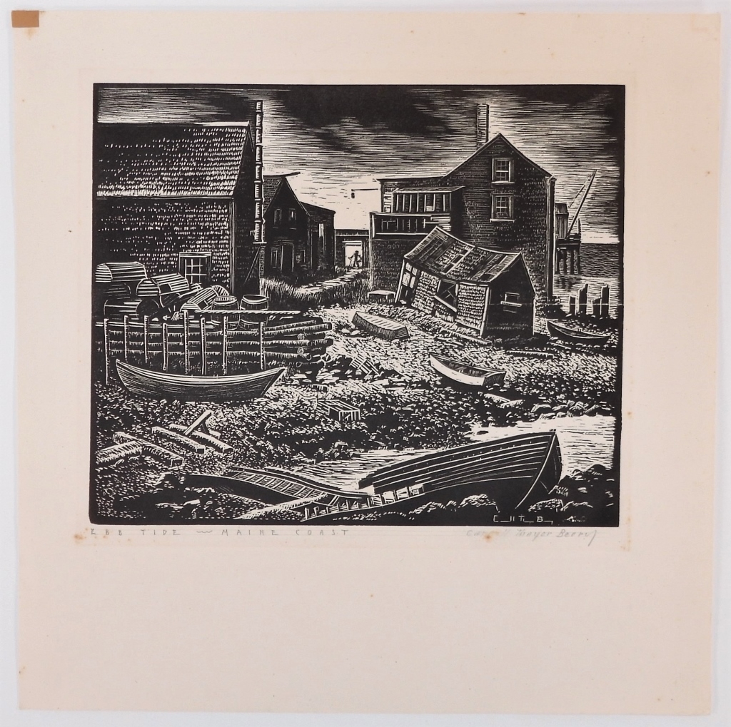 Artwork by Caroll Thayer Berry, Maine Coast, Made of Woodblock on paper