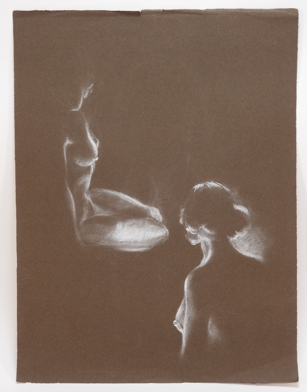 Artwork by Nevart Dohanian, Light Figure Study, Made of Chalk on black paper