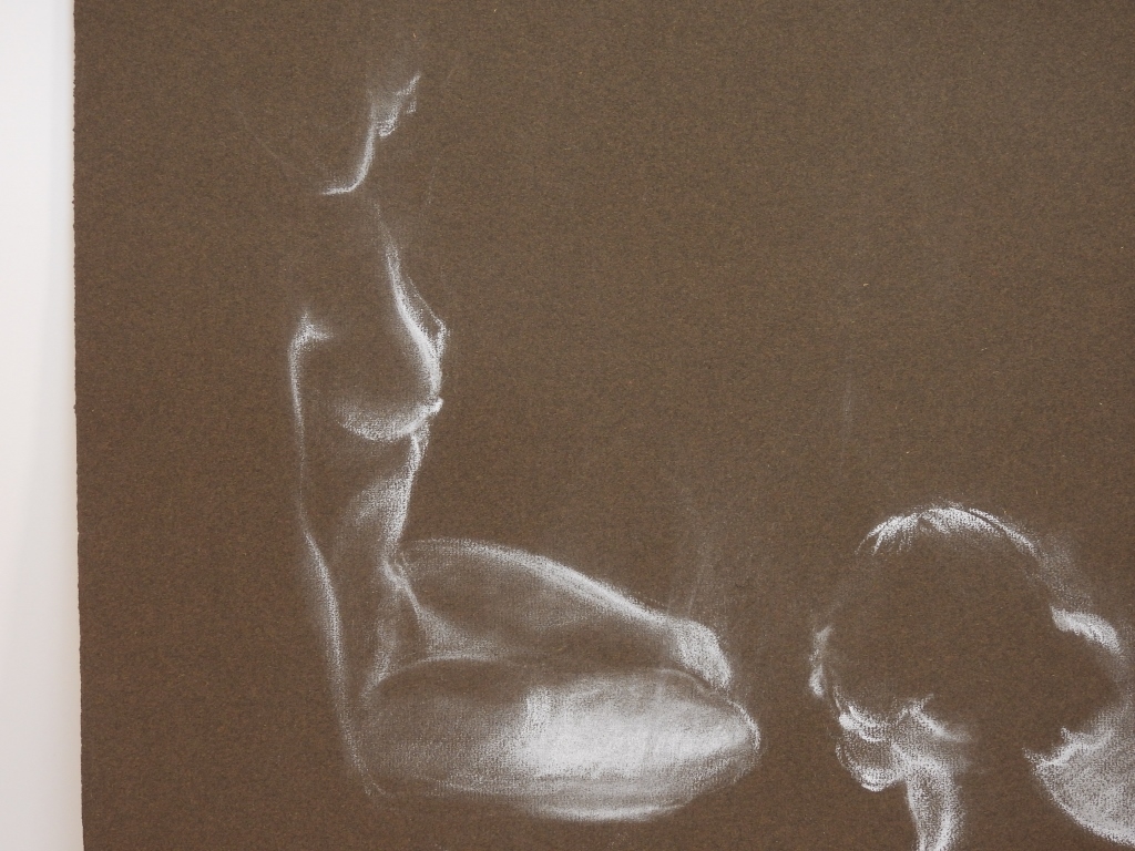 Artwork by Nevart Dohanian, Light Figure Study, Made of Chalk on black paper