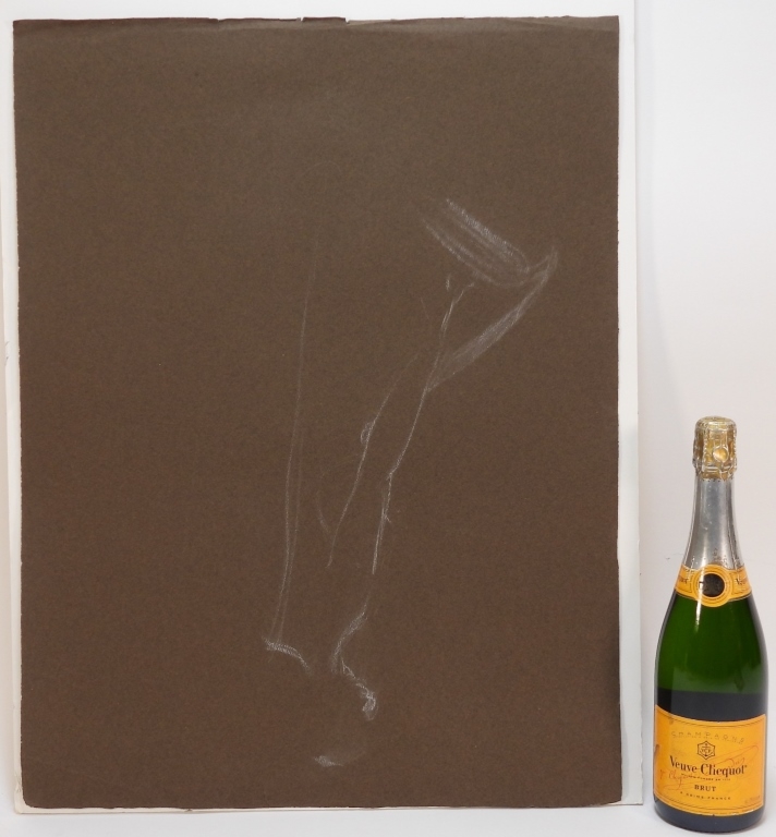 Artwork by Nevart Dohanian, Light Figure Study, Made of Chalk on black paper