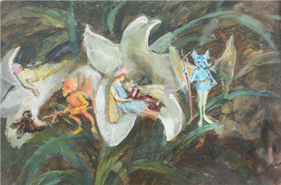 FAIRIES ASLEEP IN A FLOWER HEAD by John Anster Fitzgerald