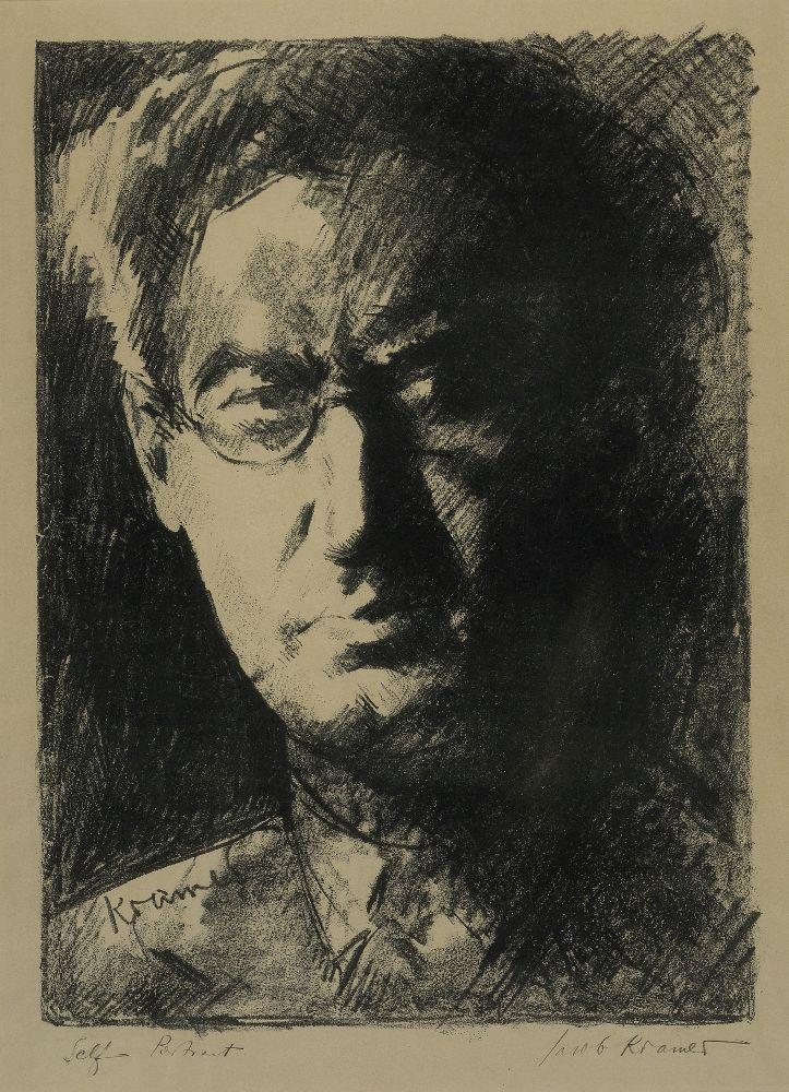 Artwork by Jacob Kramer, Self-portrait, Made of lithograph