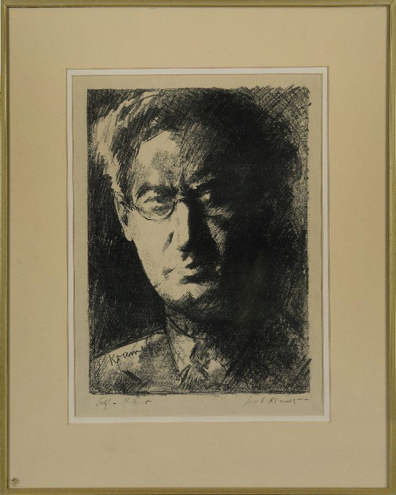 Artwork by Jacob Kramer, Self-portrait, Made of lithograph