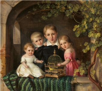 Four Children with a Canary - August Albrecht Christian Tischbein