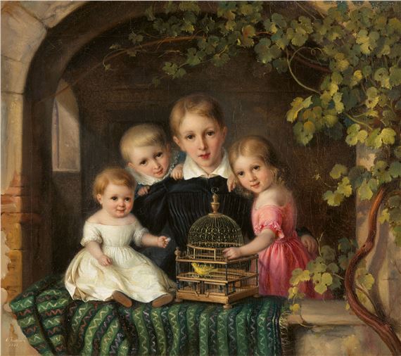 Four Children with a Canary - August Albrecht Christian Tischbein