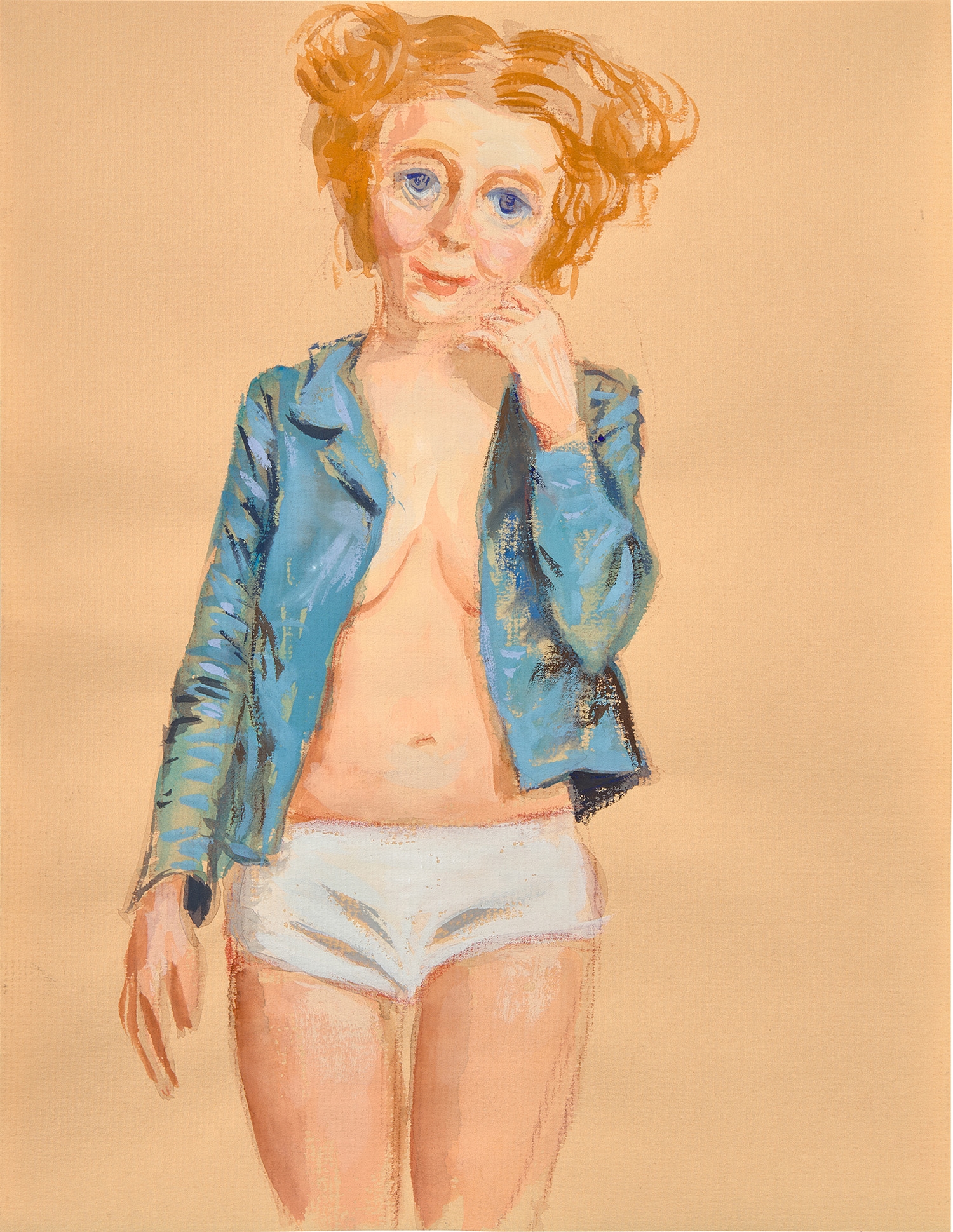 Artwork by John Currin, Sentimental Woman, Made of gouache on paper