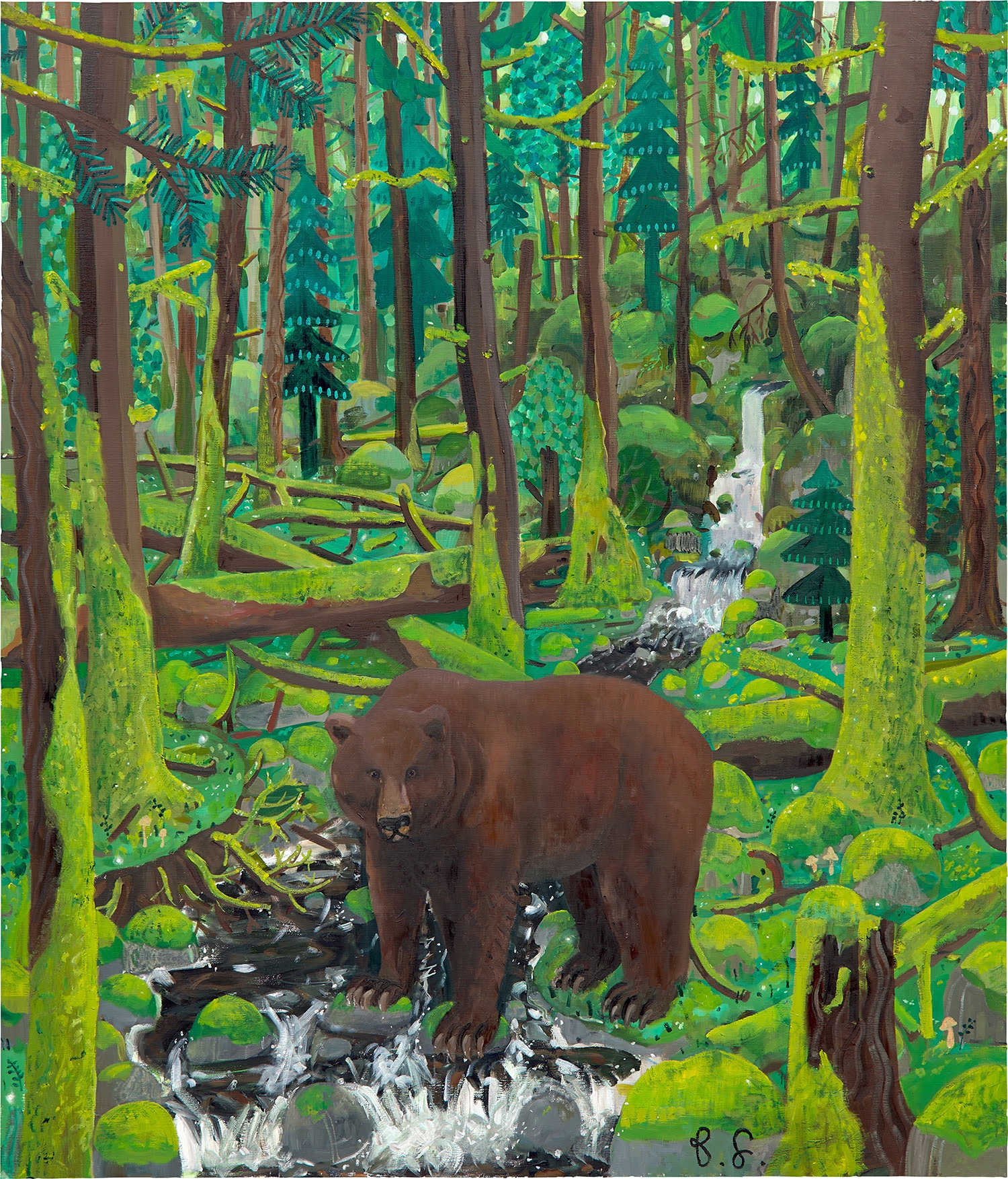 Artwork by Ben Sledsens, Bear in the Deep Woods, Made of oil and acrylic on canvas