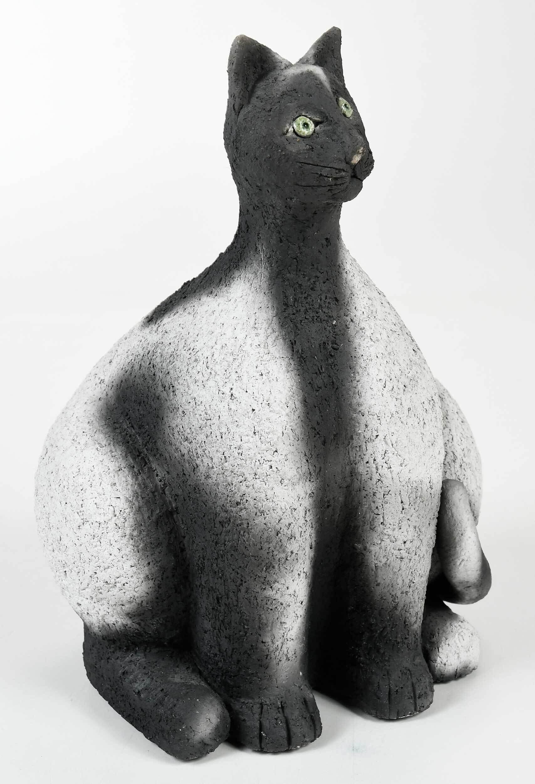 Artwork by Jean-paul Bonnet, A Black and White Cat with Green Eyes, Made of Black and White