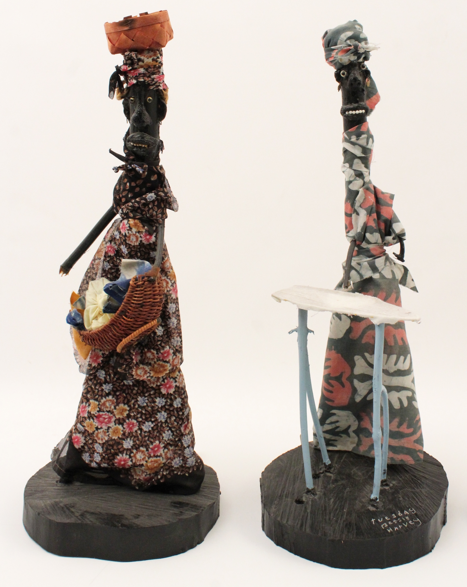 Artwork by Bessie Harvey, Seven Days of the Week, Made of polychrome wood with applied fabric cloth