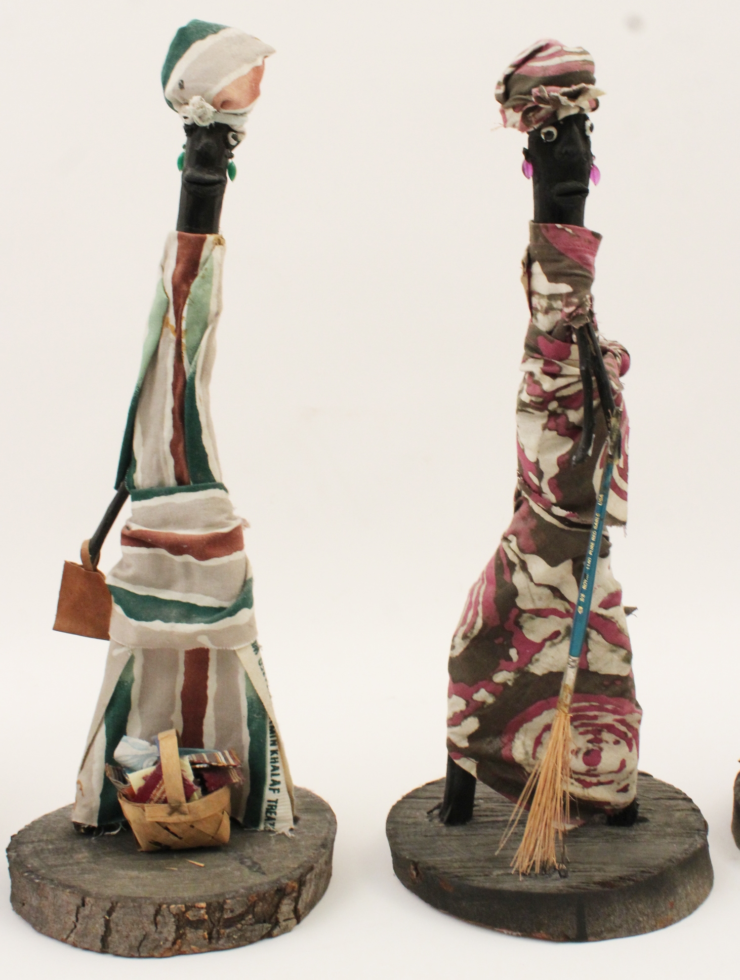 Artwork by Bessie Harvey, Seven Days of the Week, Made of polychrome wood with applied fabric cloth