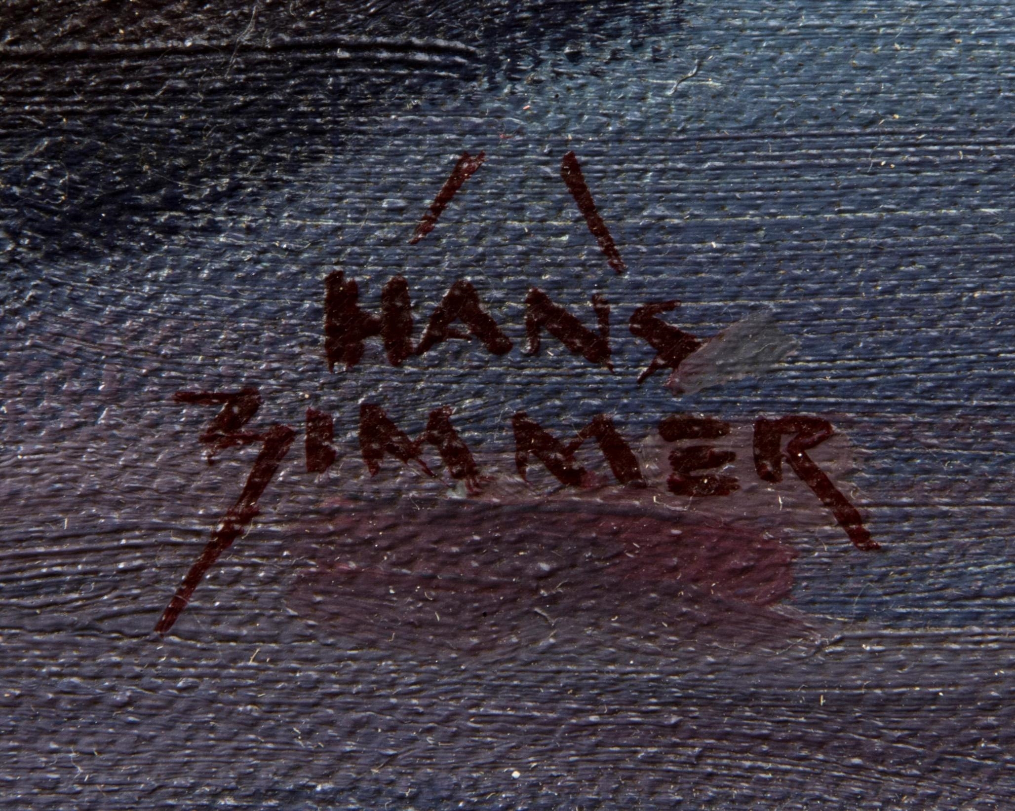 Artwork by Hans Josef Zimmer, Steam engine at a factory, Made of Oil on canvas