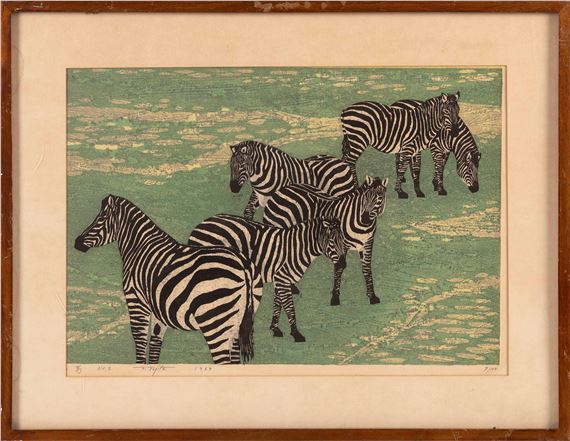 Zebras, No. 3. by Fumio Fujita, Dated 1969