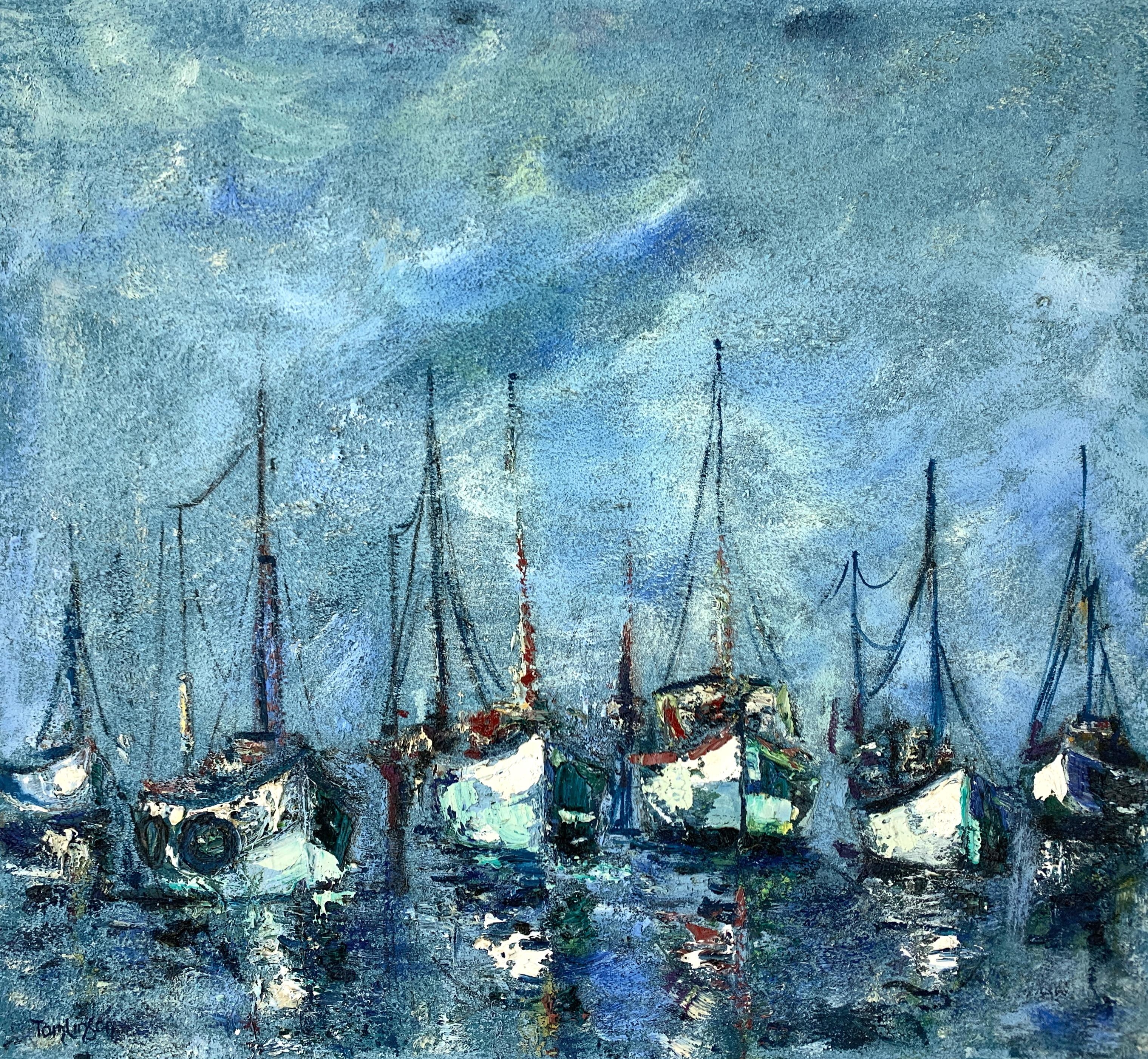 Artwork by E. Tomlinson, Sailboats, Made of Oil on canvas