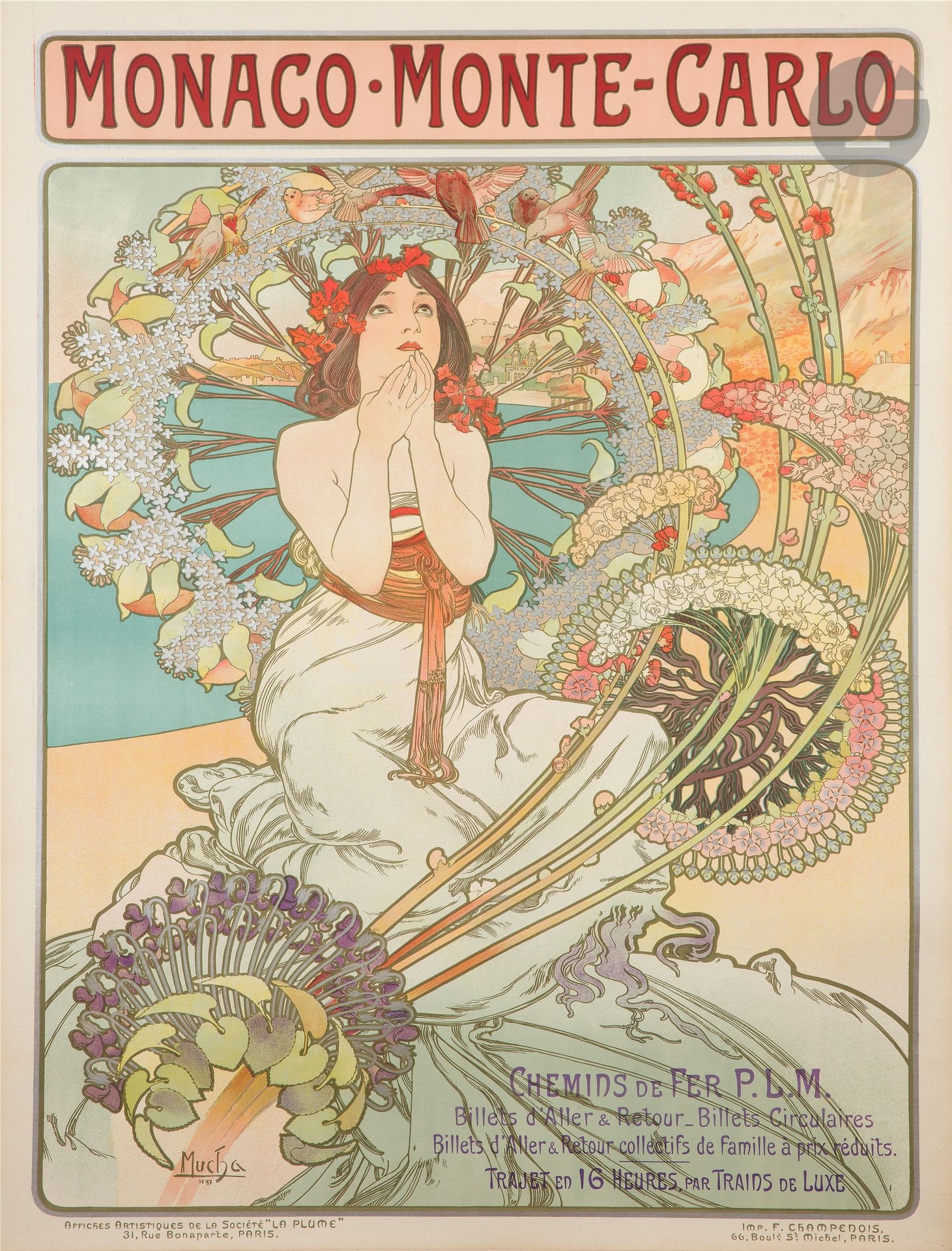Artwork by Alphonse Mucha, Monaco. Monte-Carlo, Made of Chromolithography