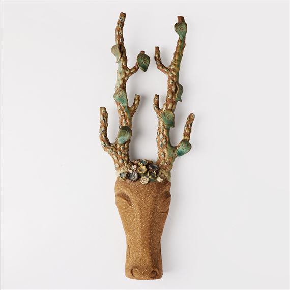 Sculpture in the shape of a deer head. by Stig Lindberg, 1940s