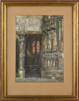 Chevet of a church watercolor - David Paul
