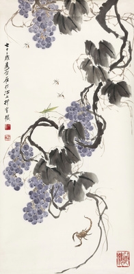 Artwork by Yi Baishi, When the grapes are ripe, Made of paper