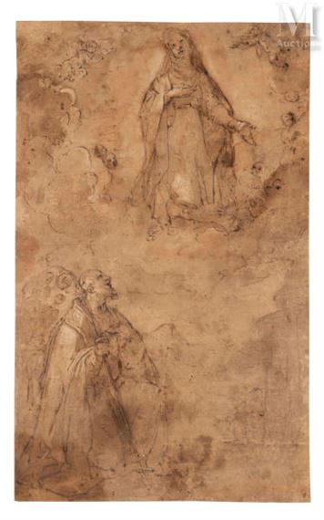 La Vierge apparaissant à un évêque by Jacopo Chimenti