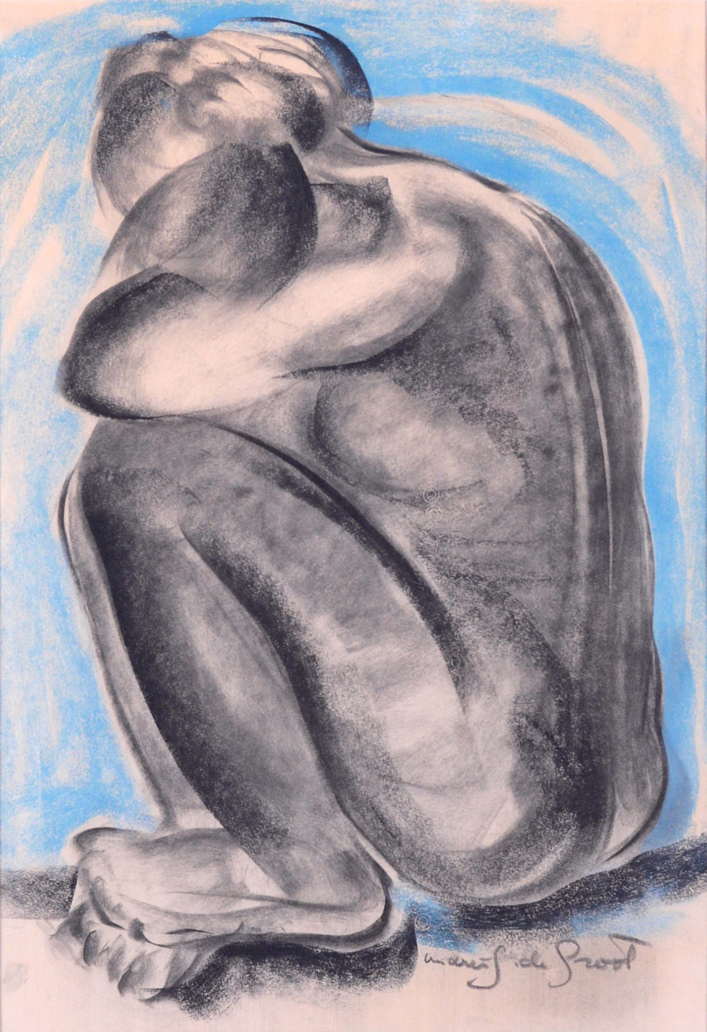Artwork by Andrée de Groot, Andrée (1908-2001) Nu Fusain sur papier, Made of Charcoal on paper