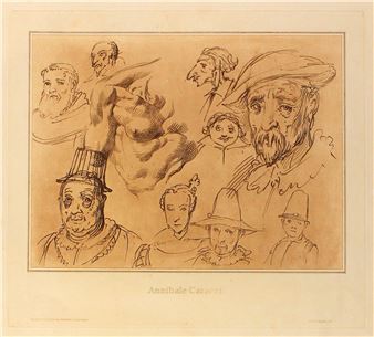 Kopfstudien und Selbstportrait - Annibale Carracci