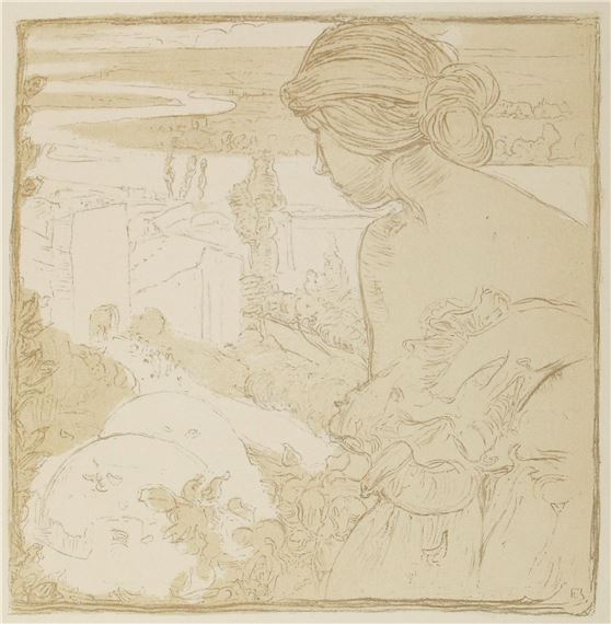 Maternité devant la mer; Bogenschießendes Mädchen by Maurice Denis, 1900