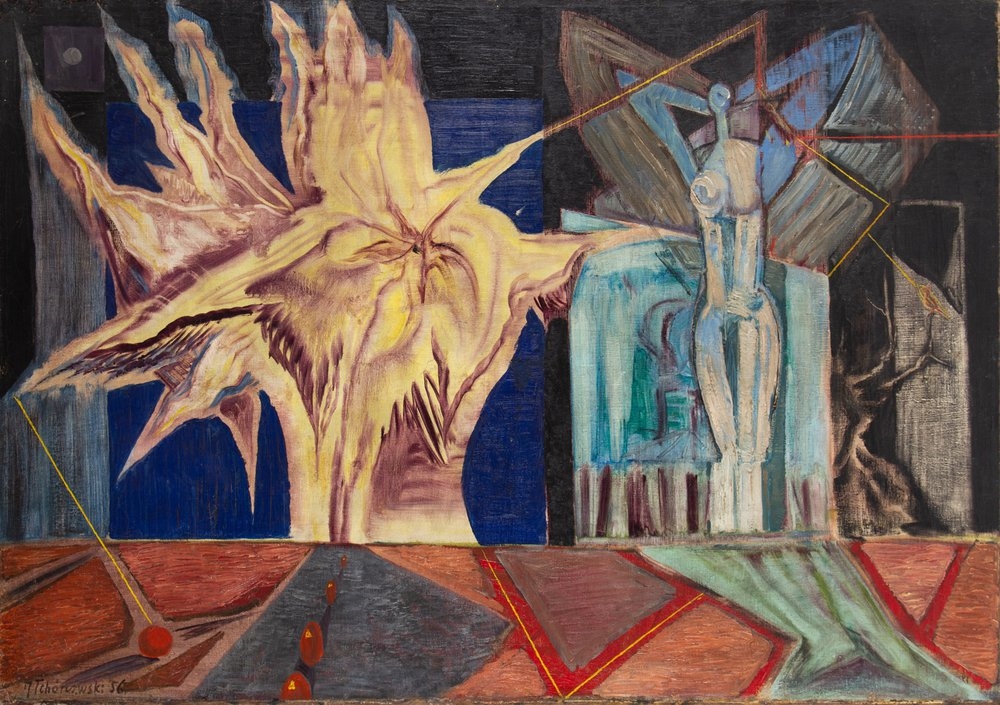 Artwork by Jerzy Tchórzewski, Man and Light, Made of oil/canvas