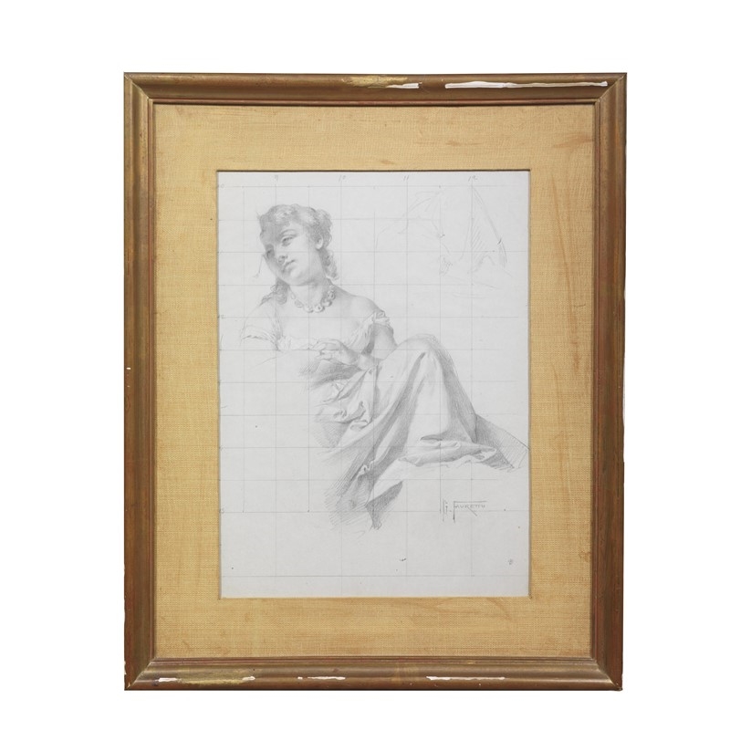 STUDY OF A SITTING LADY by Giacomo Favretto