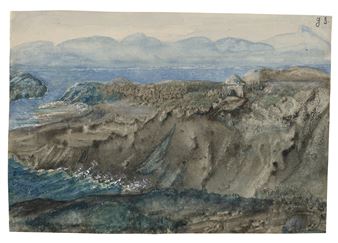 Album oblong comprenant cinquante neuf dessins dont dix paysages à la dentrite, une photographie et une lithographie. Reliure en toile grise, pièce de titre de papier au centre du premier plat. - George Sand